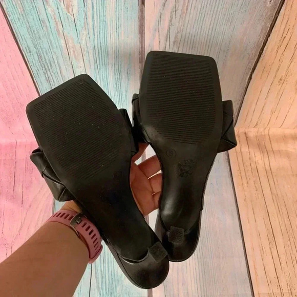 Black charlotte russe open toe slip on high heel sandals square toe - Picture 8 of 9